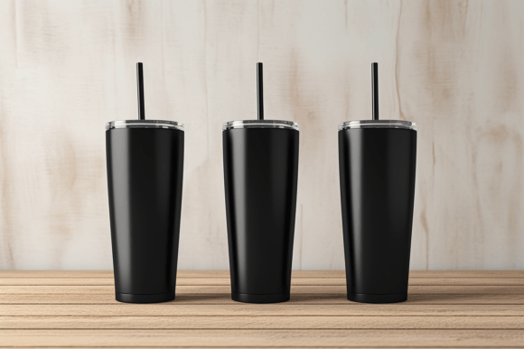 3 Beautiful Black Tumbler Mockup