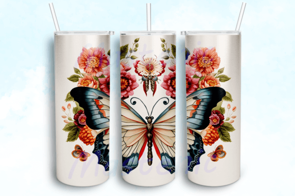 Boho Butterflies with Peonies Tumbler