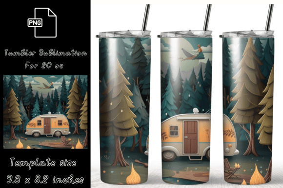 Camping 20 Oz Tumbler Wrap Sublimation