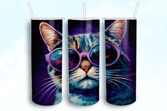 Cat Wearing 20oz Skinny Tumbler Png