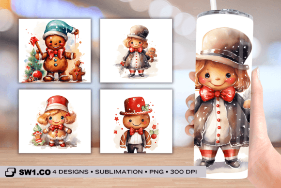 Christmas Gingerbread Tumbler Wrap PNG