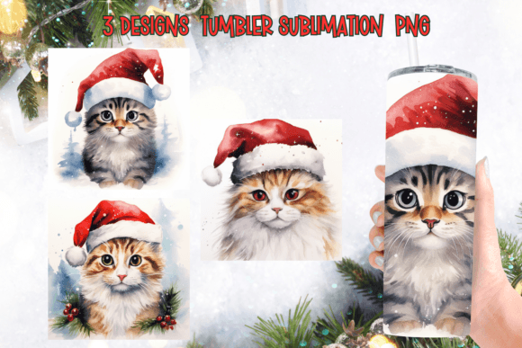 Christmas Santa Cat Tumbler Sublimation