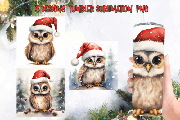 Christmas Santa Owl Tumbler Sublimation