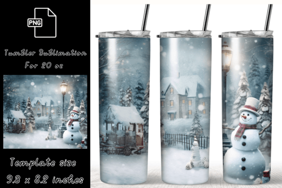 Christmas Snow Man Tumbler Wrap 20 Oz