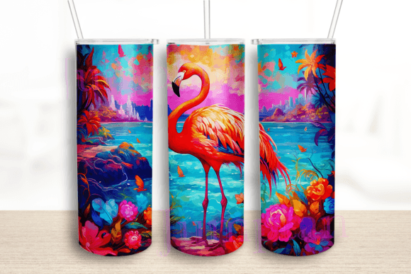 Colorful Flamingo Tumbler Wrap