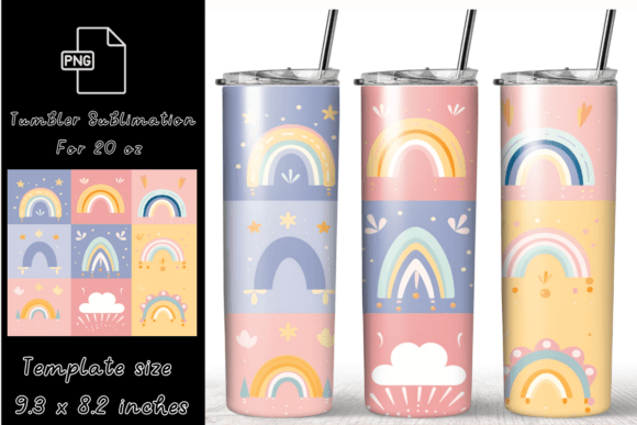 Cute Pastel Rainbows Tumbler Wrap