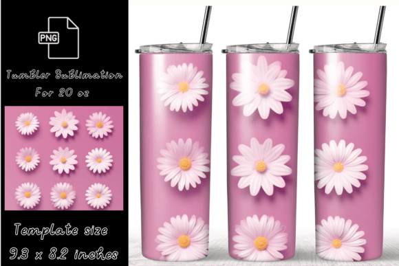 Daisy Flowers 20 Oz Tumbler Wrap PNG