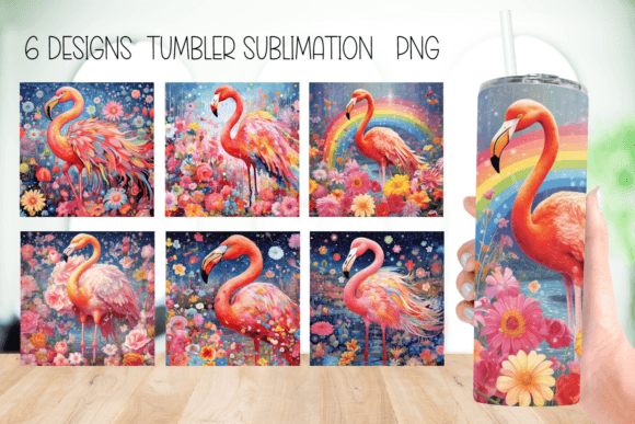 Flamingo Tumbler Sublimation Design