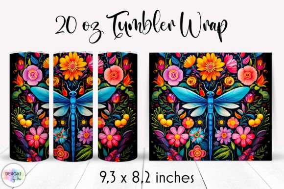 Folk Dragonfly Tumbler Wrap Sublimation