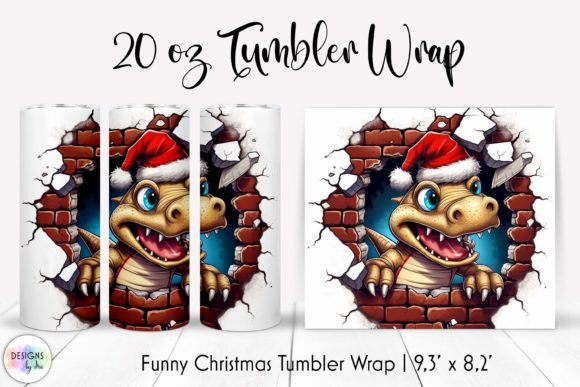 Funny Christmas Dinosaur Tumbler Wrap
