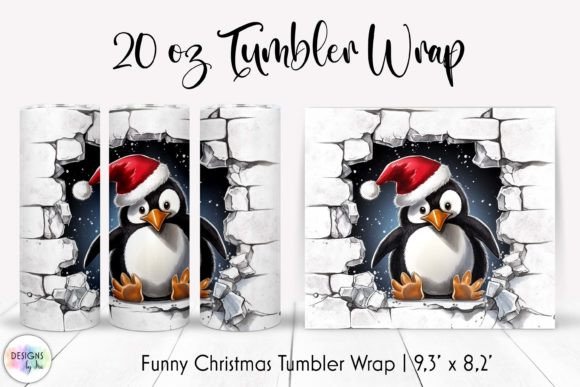 Funny Christmas Penguin Tumbler Wrap