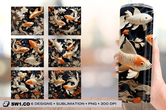 Gold Fish Tumbler Wrap Design