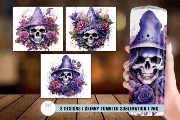 Halloween Witch Skull Tumbler Sublimation