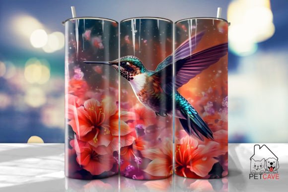 Hummingbird Flower Art Tumbler 3