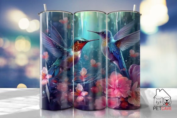 Hummingbird Flower Art Tumbler 4