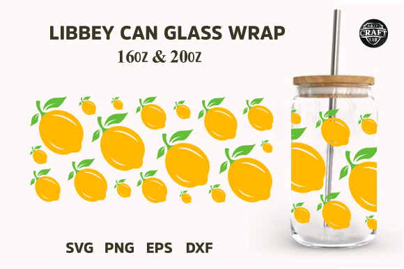 Lemon Libbey Glass Can SVG Wrap 16oz