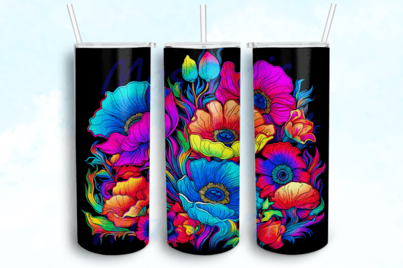 Neon Colors Anemone Flowers Tumbler