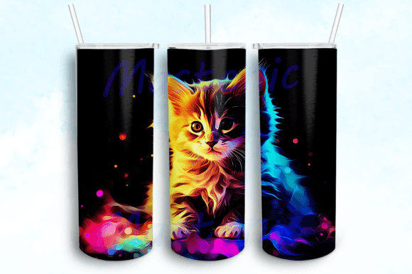 Neon Kitten Tumbler Design
