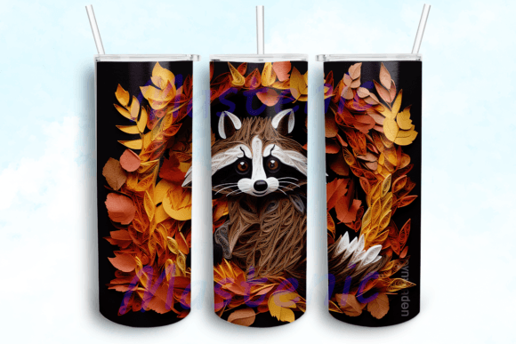 Paper Quilling Raccoon 20oz Tumbler