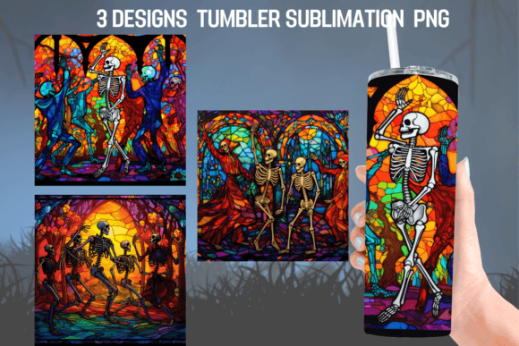 Skeleton Stained Glass Tumbler Design
