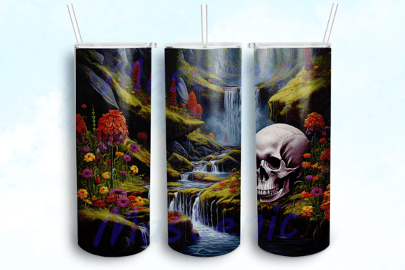 Skulls Wildflowers Tumbler PNG