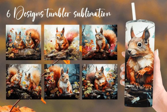 Squirrel Colorful Autumn Tumbler Wrap