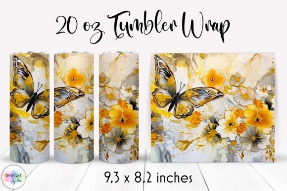 Yellow Flowers and Butterflies Tumbler